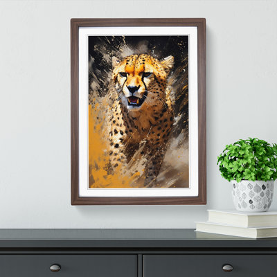 Cheetah Action - Single Picture Frame Print on Wood