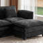 Canapé modulaire rembourré réversible en L de 113 po avec repose-pieds Amabilia-118040549