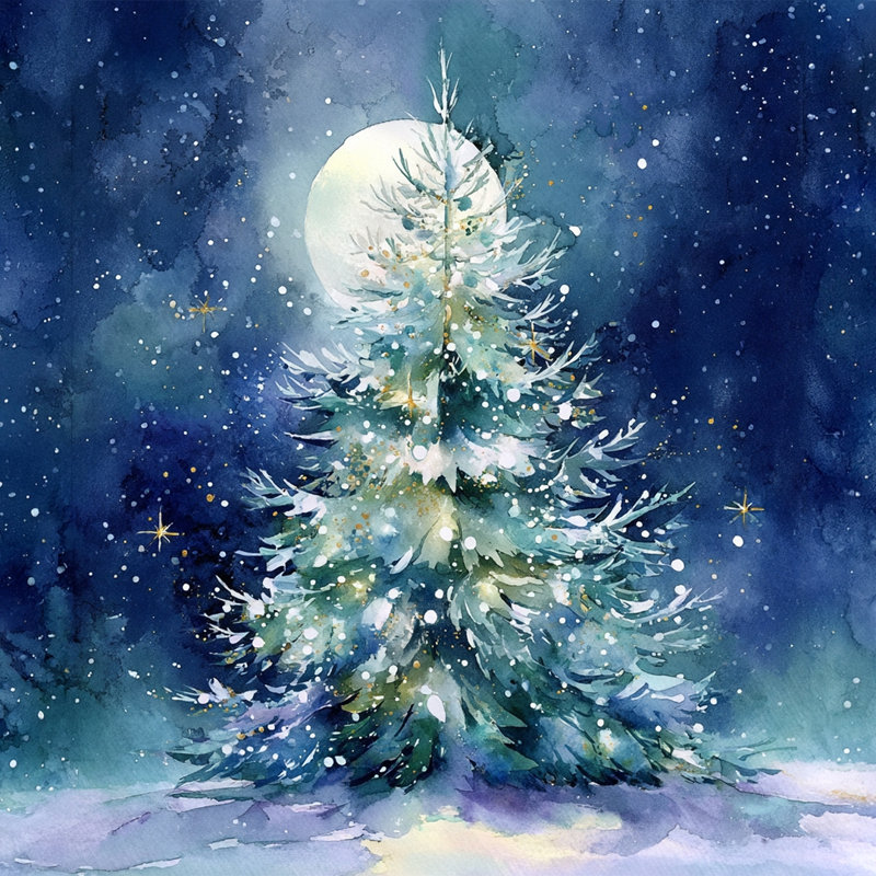 Art mural toile tendue au clair de lune, H 12 po x l 12 po