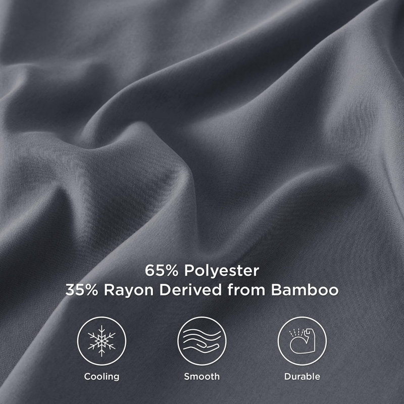 Bedsure Pillow Cases Standard Size - Polyester & Rayon Derived From Bamboo Cooling Pillowcase Set Of 2, Breathable, Soft And Wrinkle-Free Pillow Covers With Envelope Closure, Dark Grey, 20X26 Inches