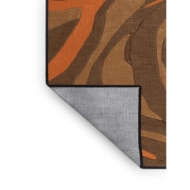 Tapis abstrait lavable à la machine, Rond 6 pi