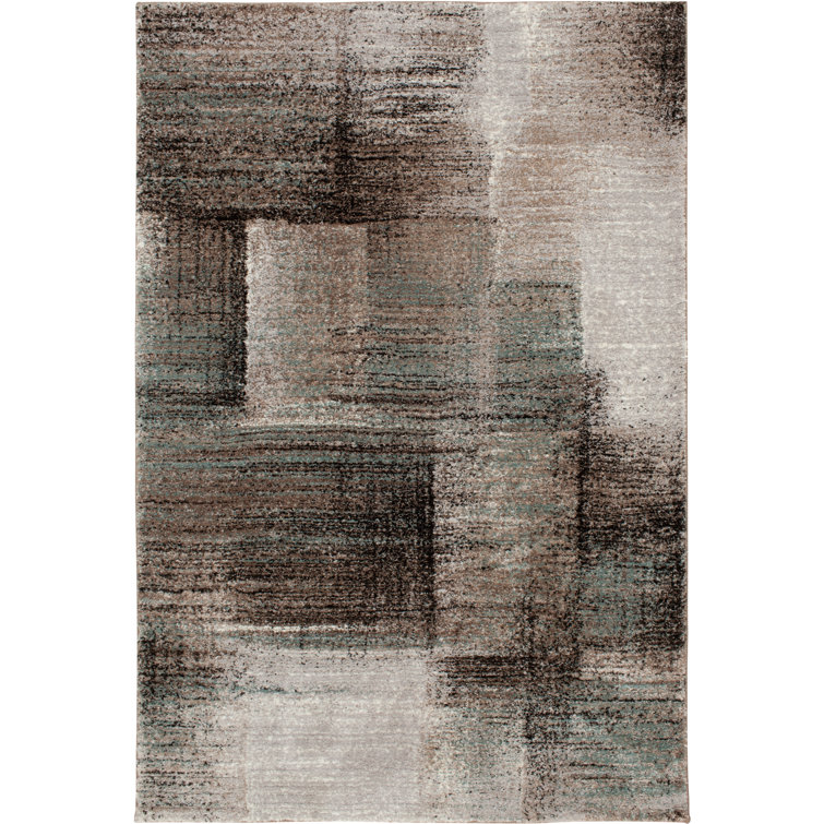 Orren Ellis Courson Atlanta Rain Beige/Green Abstract Indoor Polypropylene/Polyester Area Rug