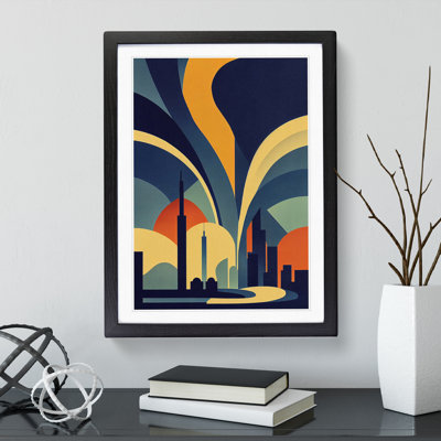 XV1022-707X Art Deco City Skyline No.4 - Single Picture Frame Print