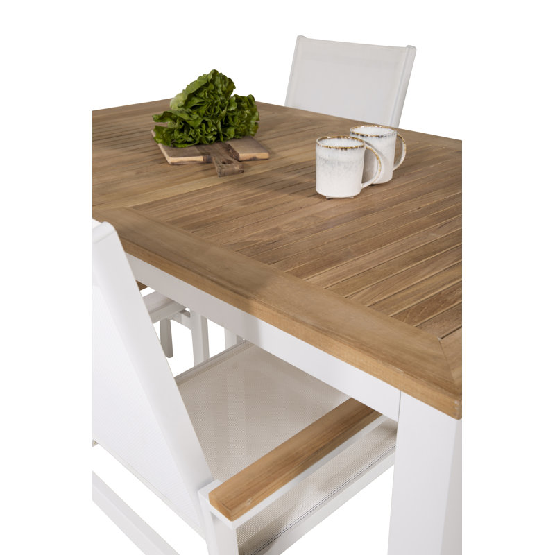 Navya 4 - Person Teak Patio Dining Set with Extendable Rectangular Table