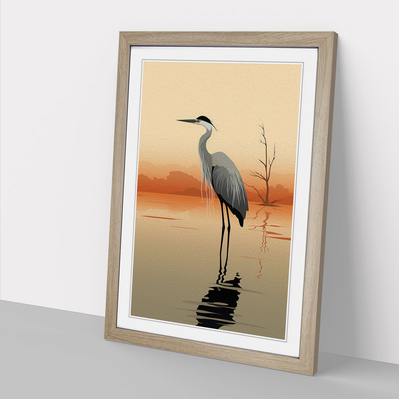 Heron Minimalism Art - Framed Print