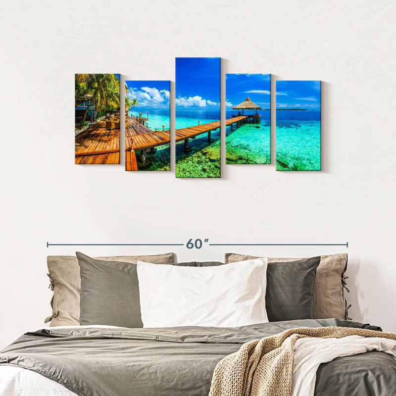 Maldives Beach Resort, reproduction d'art sur toile, H 49 po x l 24 po x P 1,25 po