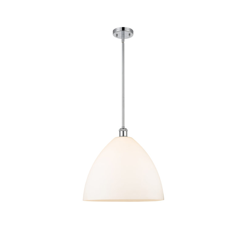Luminaire suspendu en forme de globe à 1 lumière Alonta, Blanc mat, H 49,75 po x l 16 po x P 16 po, Chrome poli
