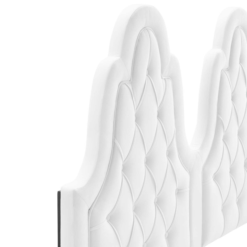 Lit plateforme en velours Alexandria, Simple, Blanc