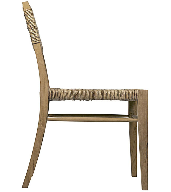 Teak and Rattan Brown Side Chair