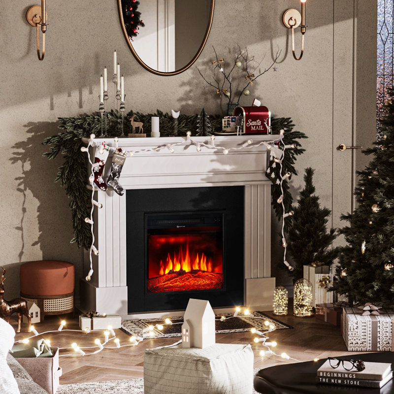 Aamir Electric Filreplace with Mantel, Freestanding TV Stand with Fireplace Heater
