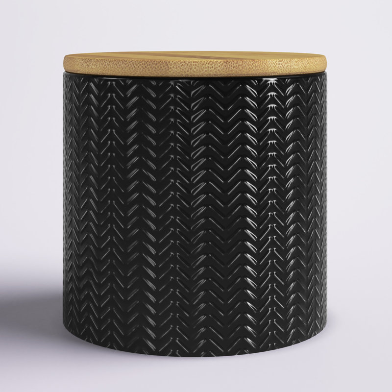 Ceramic / Porcelain Jar, 5" H x 5" W x 5" D, Black/Brown