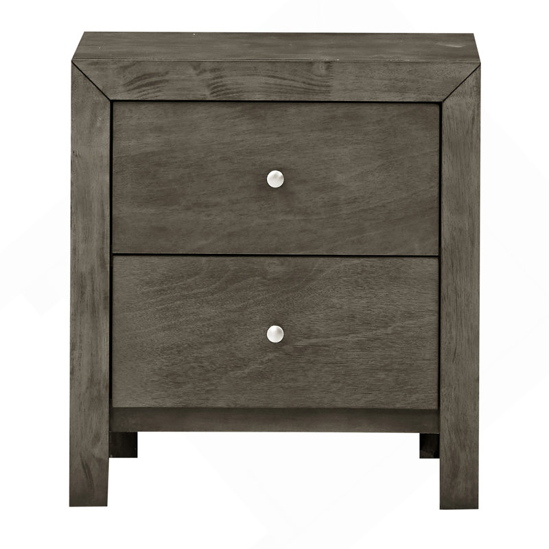 Chic Gray Transitional Nightstand, Gray