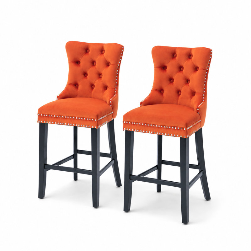 Ensemble de tabourets de bar double rembourrés Classic, Siège orange / cadre noir