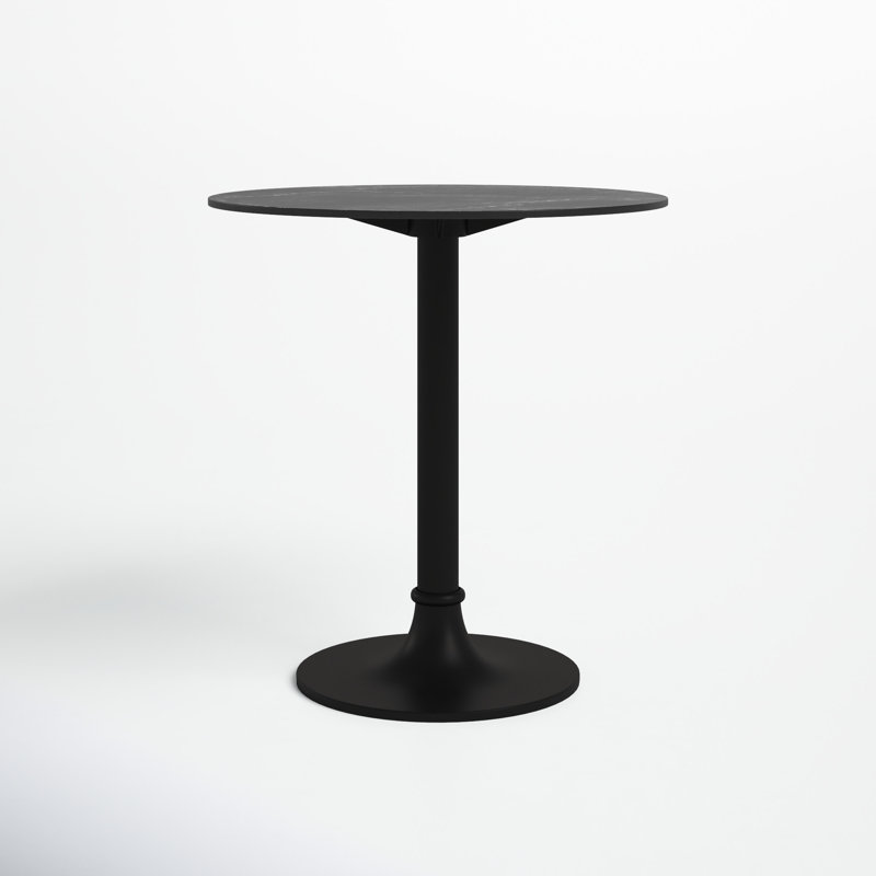Abode Round Wood Metal Outdoor Bistro Table , 29.5'' in. W 29.5'' in. D, Black