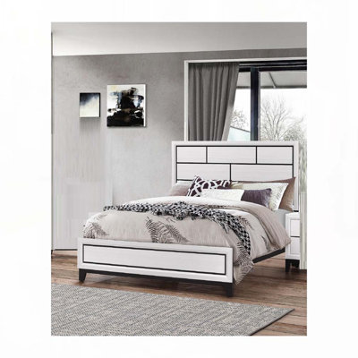 Contemporary Bed with Wood Frame,Headboard