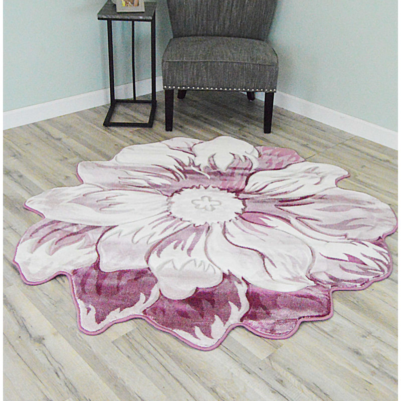 Tapis botanique rose à effet 3D Tato Flowers, Nouveauté 5 pi 3 po
