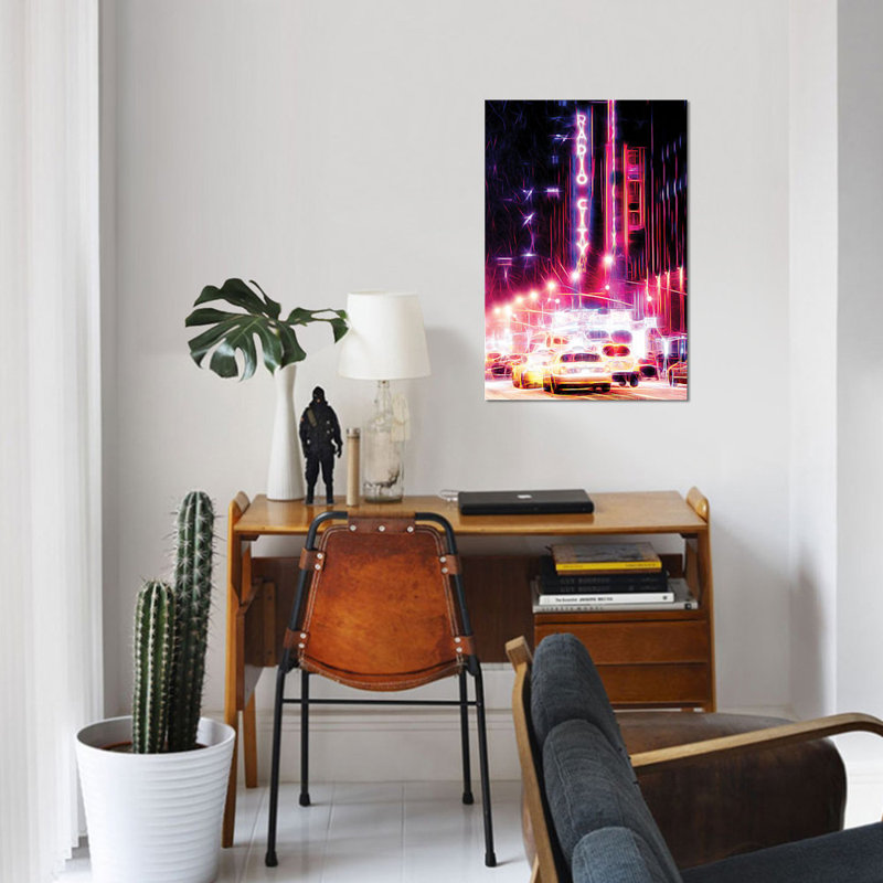 «Radio City», reproduction d'impression sur toile, H 60 po x l 40po x P 1,5 po, Pas de tapis, Toile tendue