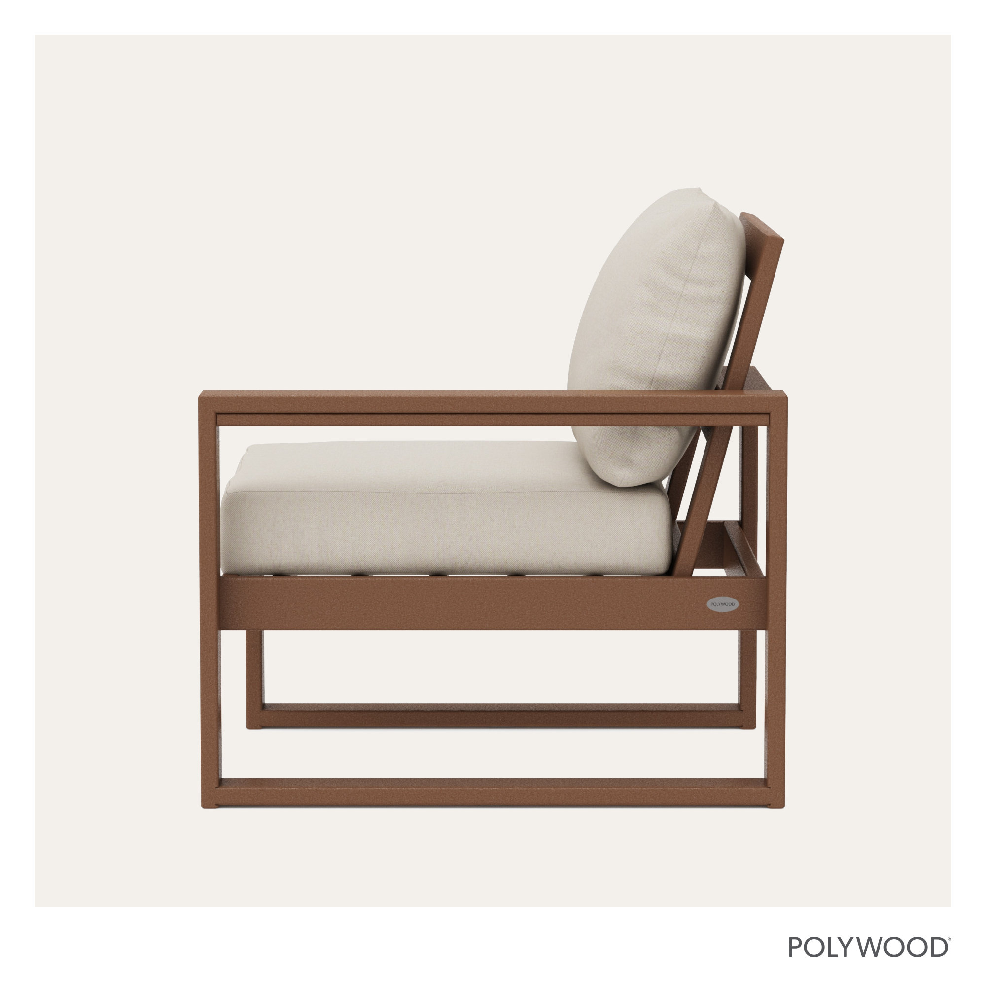 POLYWOOD Outdoor Lounge Chair, Dune Burlap Revolution®, Teak
