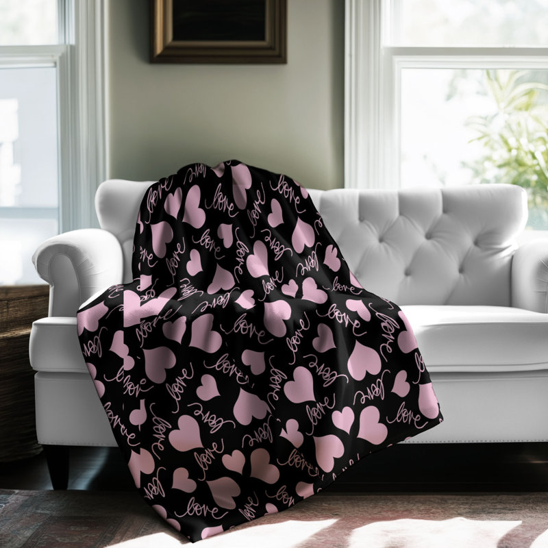 Cœur foncé - couverture sherpa 1 pièce de qualité supérieure 0163, Lit simple