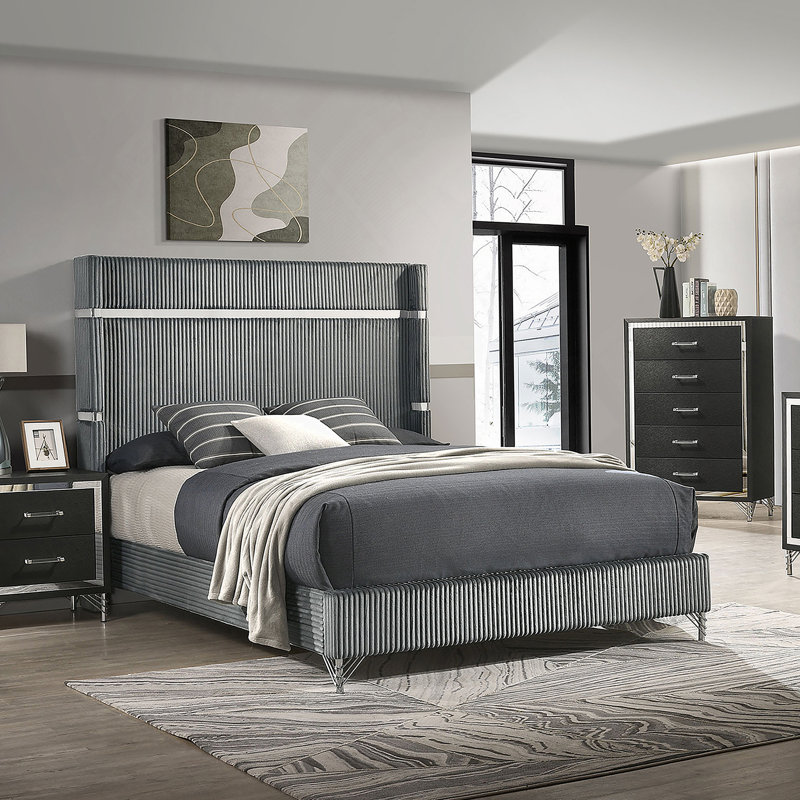Black 2-Drawer Nightstand Bedside Table