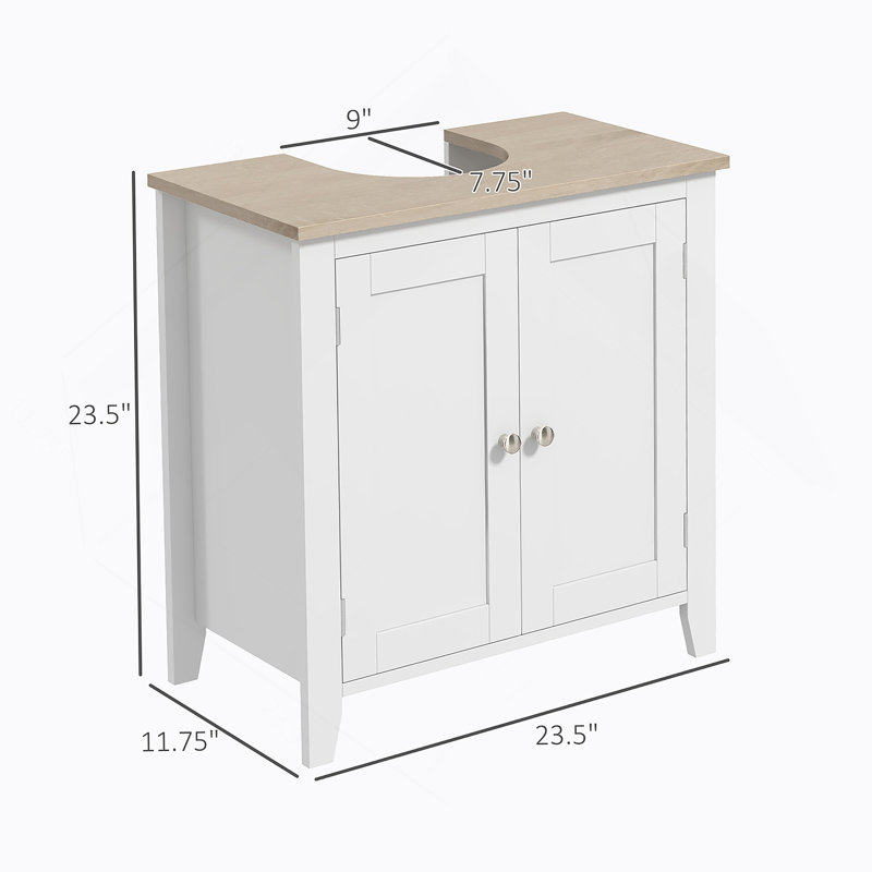 Meuble-lavabo de salle de bain avec forme en U et tablette interne réglable (sans lavabo), Blanc