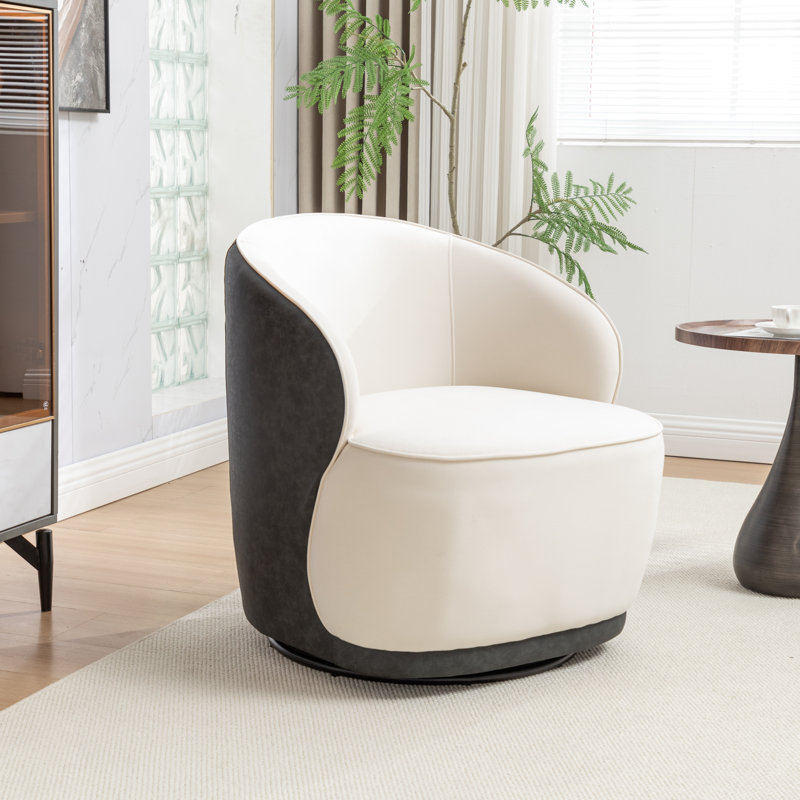 Fauteuil demi-tonneau pivotant en velours Stith, Velours noir
