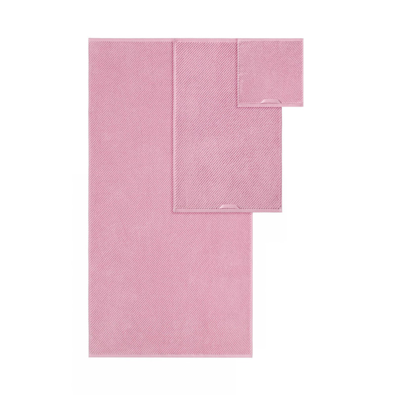 6-Piece 100% Cotton Quick Dry Diagonal Ribbed 6Pcs Towel Set, Pink