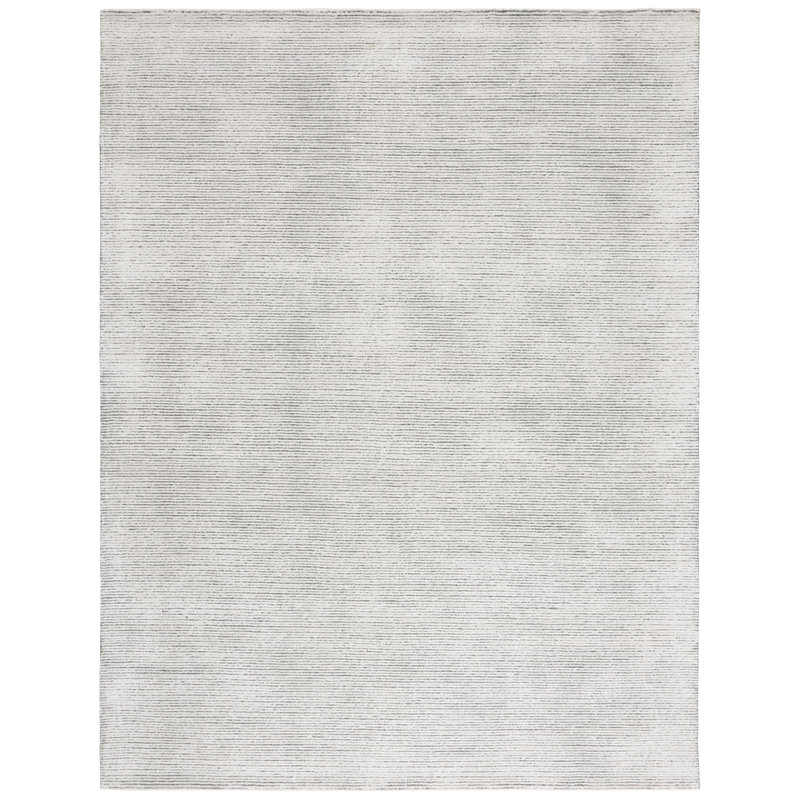 Xaniah Hand Tufted Wool/Viscose/Cotton Solid Color Rug in Charcoal/Ivory/Charcoal/Ivory, Rectangle 8' x 10'