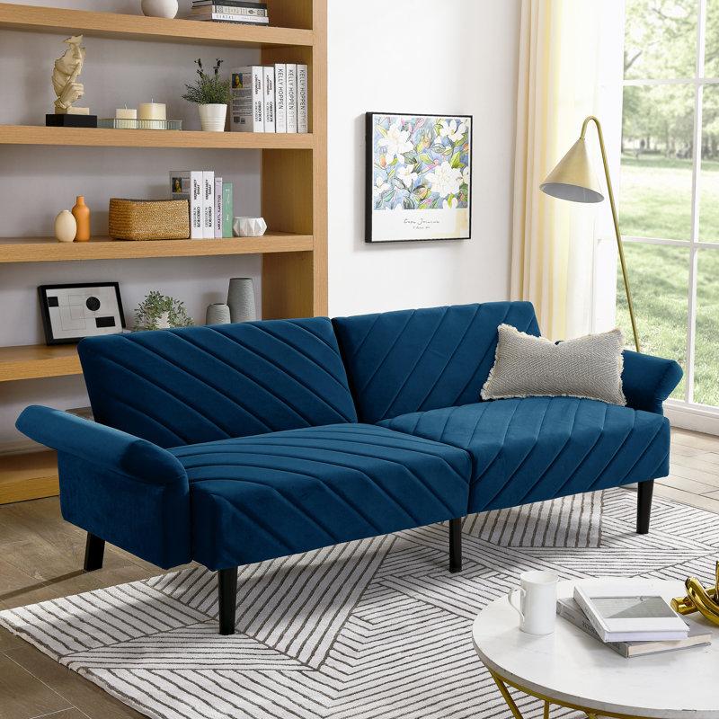 Gania 87'' Velvet Sofa, Blue Velvet