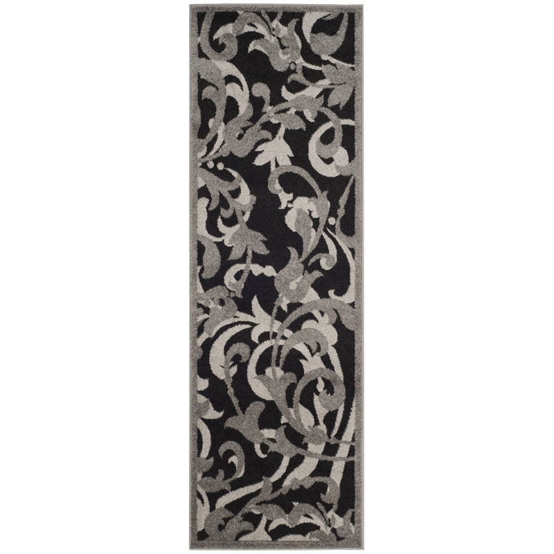Ammundsen Floral Anthracite/Light Grey Area Rug, Runner 2'3" x 7'