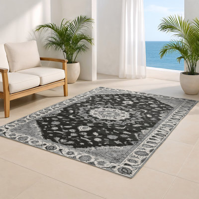 Tabriz Brown Indoor and Outdoor Area Rug