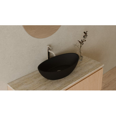 Lavabo de salle de bain vasque en résine 24 po x 13 po Badeloft WB-03-MBLK