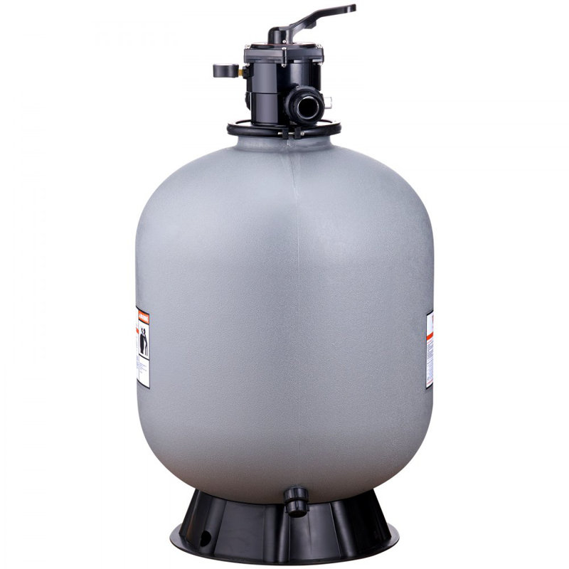 Filtre à sable, 24 pouces, débit jusqu'à 65 GPM, système de filtre à sable pour piscine hors-terre avec valve multi-ports à 7 voies, filtre, lavage à contre-courant, rinçage, recirculation, déchets, hiver, fonctions fermées