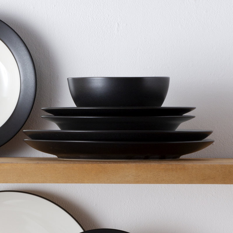 Noritake Colorwave 12-Piece Coupe Dinnerware Set, Service for 4, Graphite