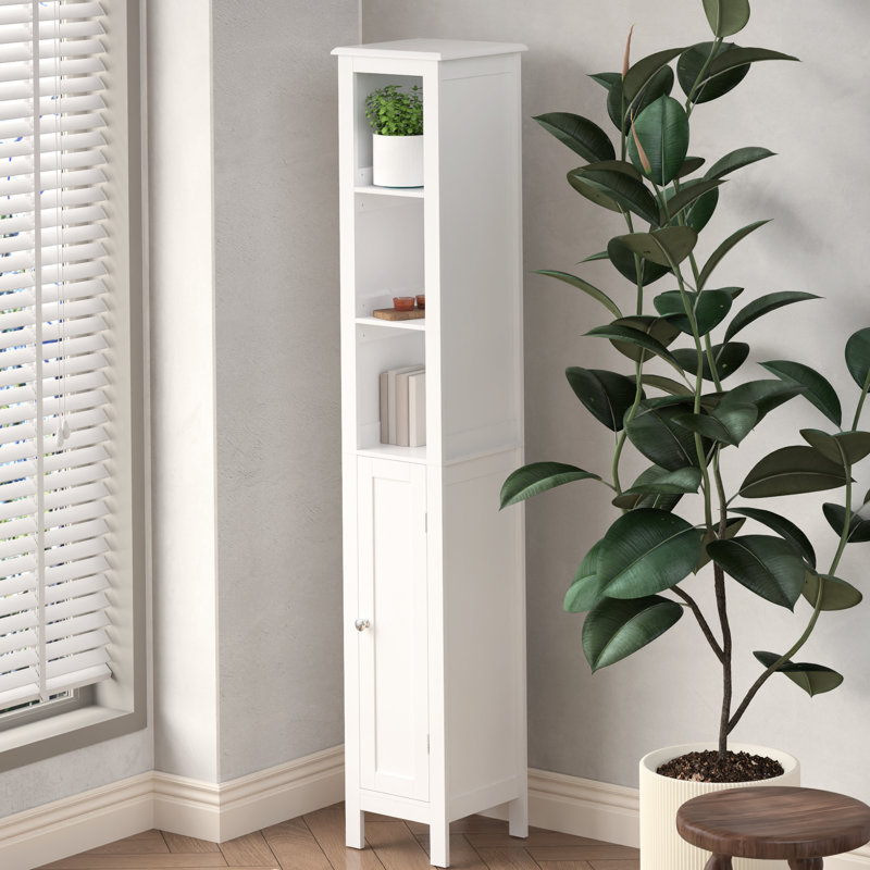 66.92" Freestanding Bathroom Cabinet With Adjustable Shelves - 1 Door Slim For Home, Bathroom, Kitchen, Workroom White Storage Small Spaces, Kitchen