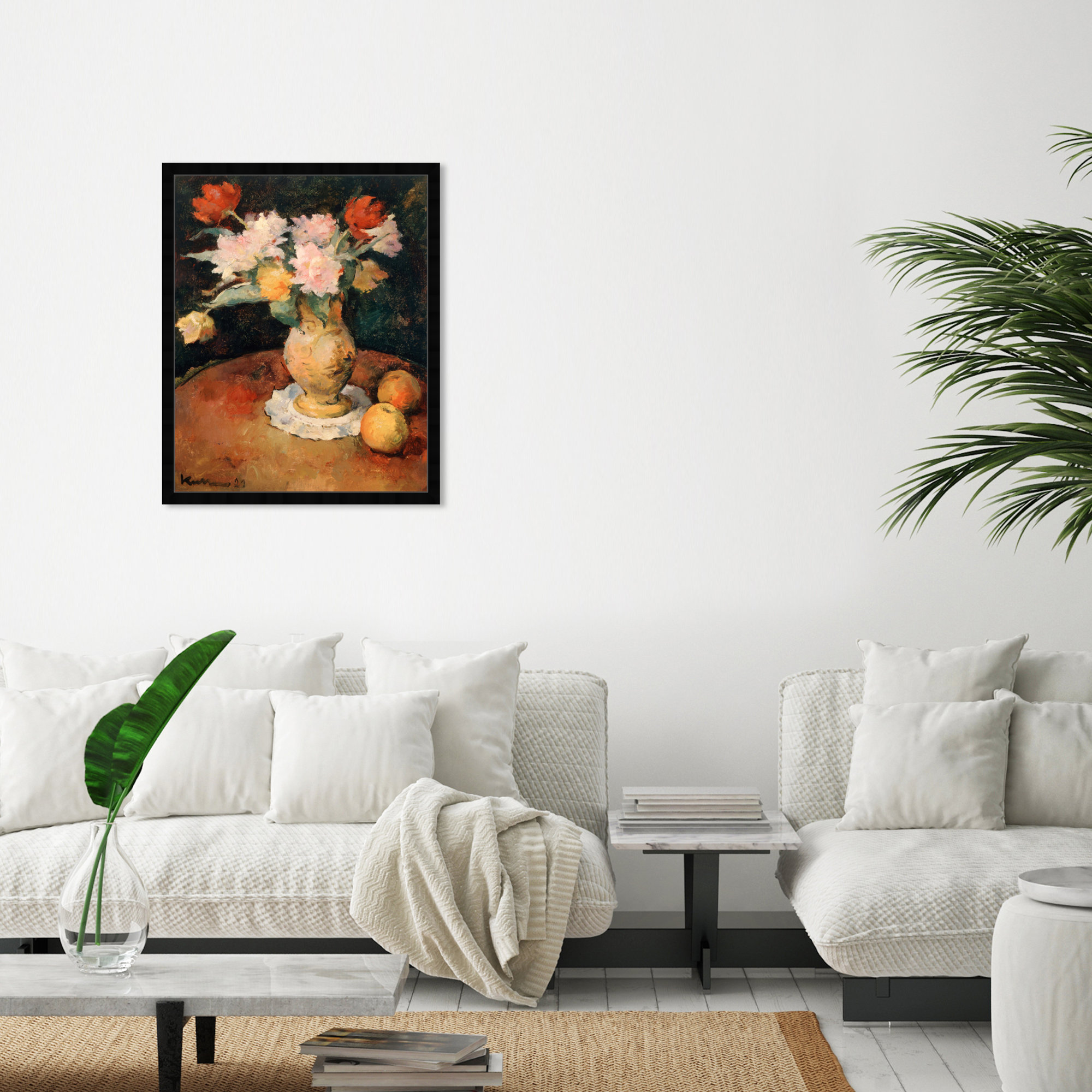 Joseph Kutter - Pivoines, 30" H x 24" W x 0.5" D, Black