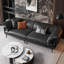 Canapé modulaire noir en cuir véritable-108612994-108612997