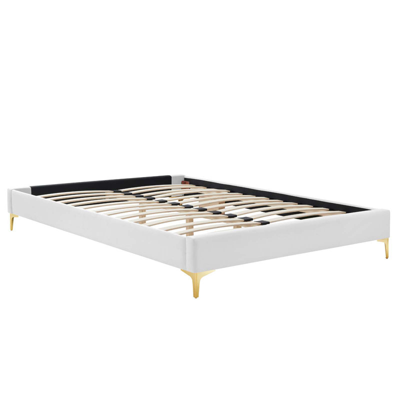 Sutton Performance Velvet Bed Frame, White, Queen