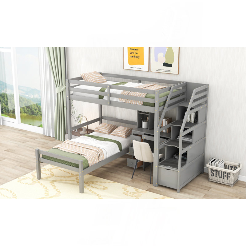 Lit mezzanine simple avec lit autonome, Grey
