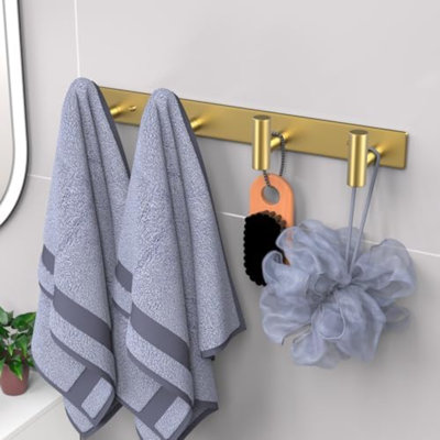 Support mural pour chapeau et manteau - Crochets pour robes, sacs, clés et serviettes - Organisateur de porte-serviettes de salle de bain (doré, paquet de 4 crochets en forme de «T»)