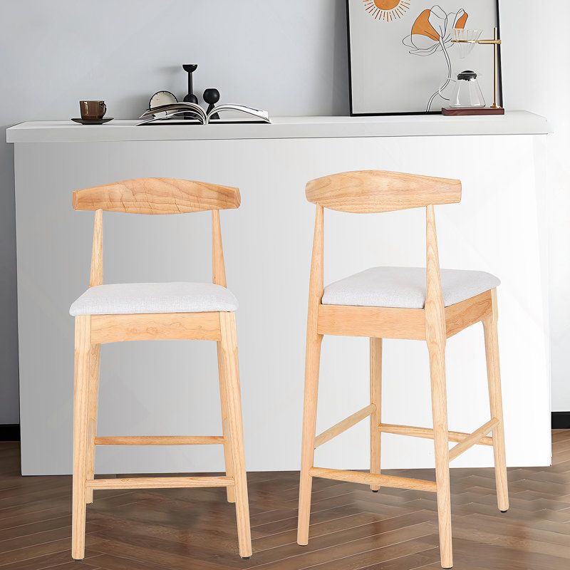 Tabourets de comptoir rembourrés de style moderne Mid-Century avec pieds en bois massif, idéaux pour un îlot de cuisine, une salle à manger et un bar