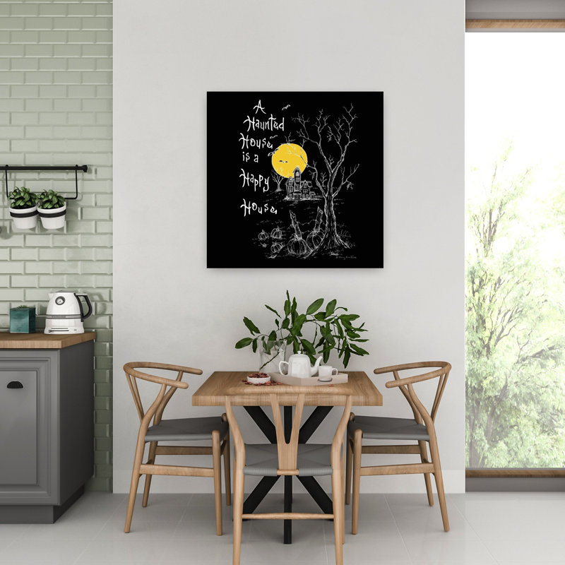 Maison hantée, arbre abstrait, art contemporain, H 32 po x l 32 po