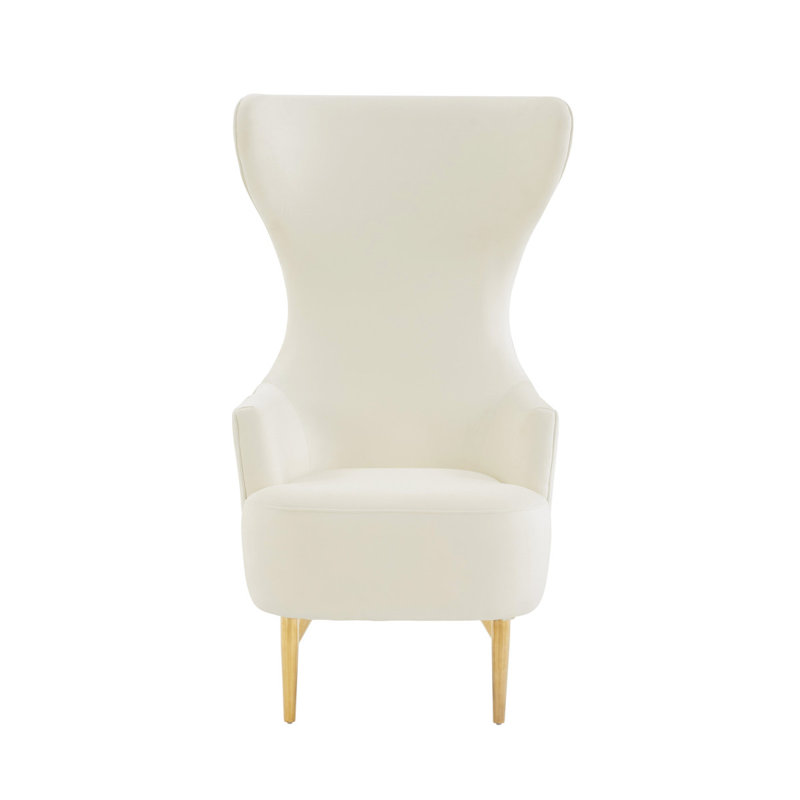Cream Velvet Wingback Accent Chair with Gold Legs