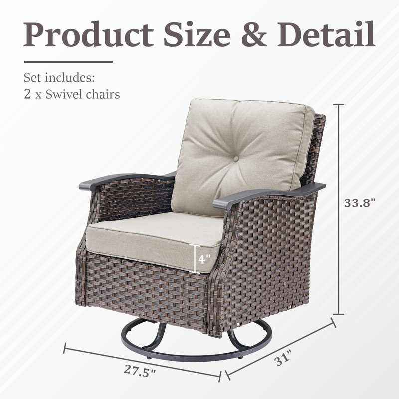 Buenhomino Wicker Outdoor Swivel Chair, Beige