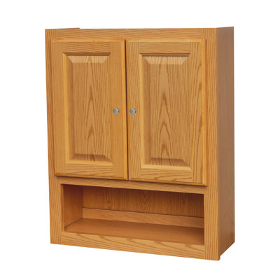 Aguanga Honey Amber Raised Panel 21" W x 26" H x 8.5" D Wall Mounted Over-The-Toilet Storage