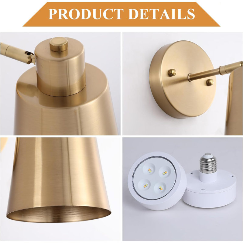 Battery Operated Wall Sconce Set of Two, Modern with Remote Control Dimmable Wall Lighting Indoor
