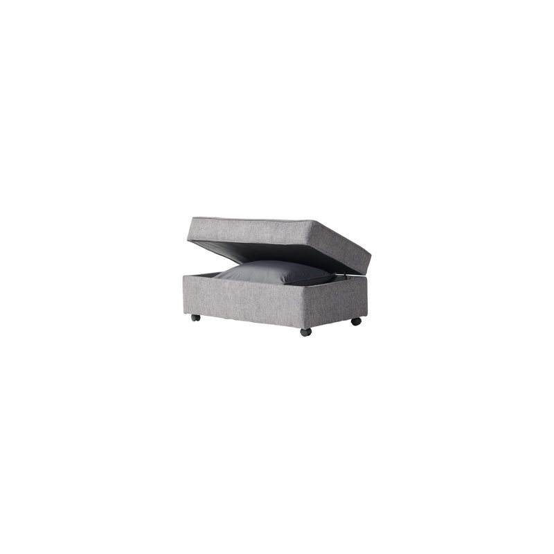 Repose-pieds rectangulaire avec rangement rembourré, Mélange de polyester bleu Tully