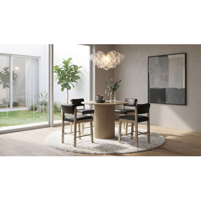 Weidar 5-Piece Round Wood Counter Height Dining Set Black And Natural Oak