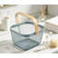 Panier en maille métallique en acier avec poignée en bambou, bac de rangement multifonctionnel pour comptoir de cuisine, garde-manger, panier de fruits