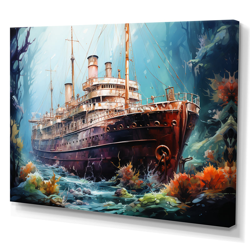Titanic Under Water Memory - plage et océan, reproduction sur toile, H 12 po x l 20 po x P 1 po, Toile tendue